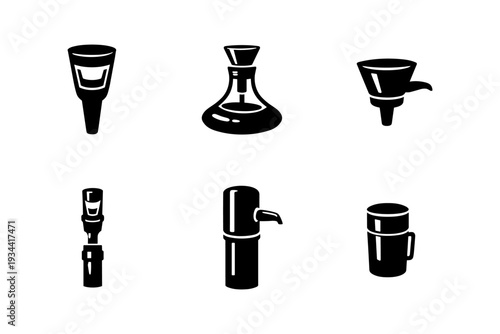 Various laboratory glassware silhouettes for chemical and scientific use