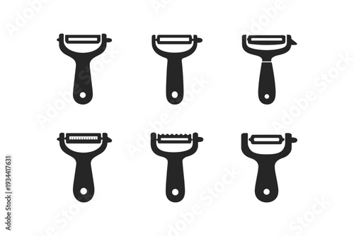Collection of six different vegetable peelers with ergonomic handles and sharp blades