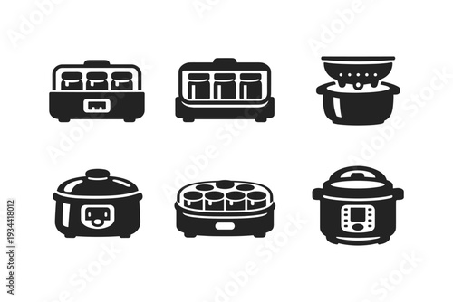 Collection of kitchen appliance icons for cooking and food preparation
