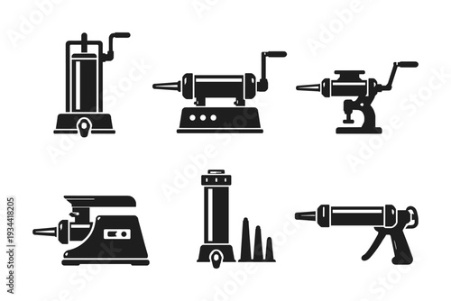 Collection of kitchen and DIY tool icons in black silhouette style