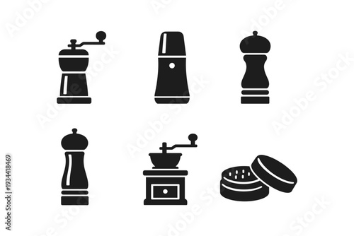 Stylish collection of salt and pepper grinders in minimalist design