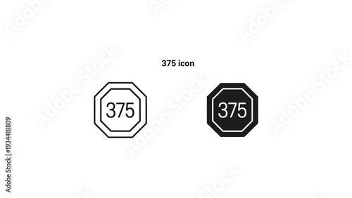 Comparison of two different 375 icon designs with octagonal borders and internal shapes
