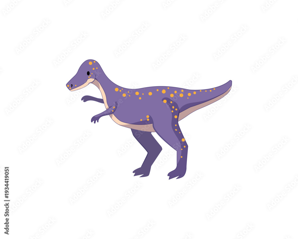 Fototapeta premium Vector illustration of a purple dinosaur running.