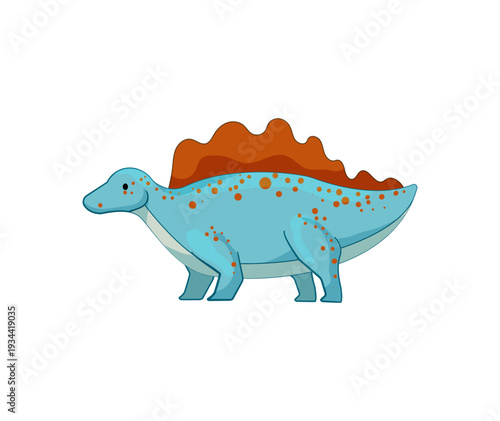 Vector illustration of a blue dinosaur with orange spikes.