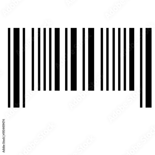 Simple black white barcode symbol for product identification and scanning Black and white barcode icon on white background Barcode icon isolated line illustration for product labeling retail scanning