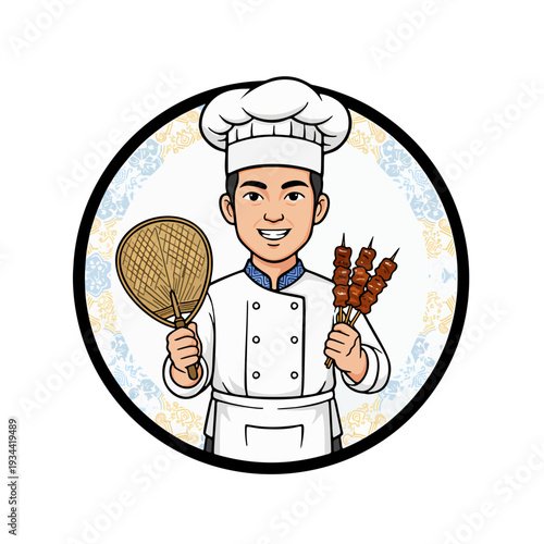 A commercial chef logo for a food business or restaurant that is easy to remember and aesthetic