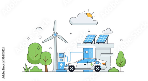Electric Vehicle Charging Station Powered by Renewable Energy: Wind Turbine and Solar Panels for Sustainable Transportation