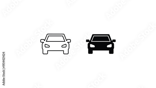 Comparison of a compact car and a station wagon front views in minimalist style