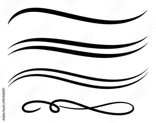 Curved Line Elements Black Wave Vector Illustration