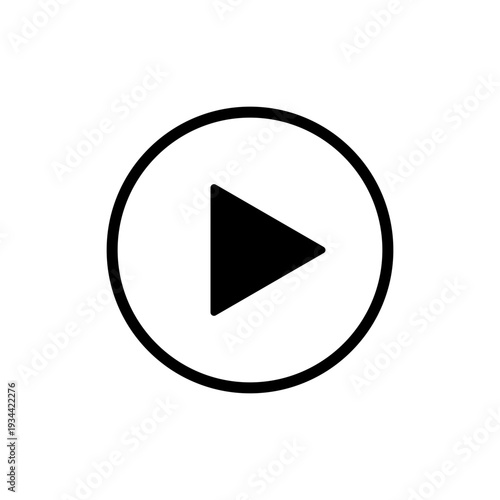 Free Download Solid play button icon within a thick outline circular frame for modern user interfaces. - GFXLoad