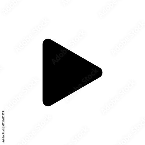 Solid black play button icon with rounded corners, for media playback functionality.
