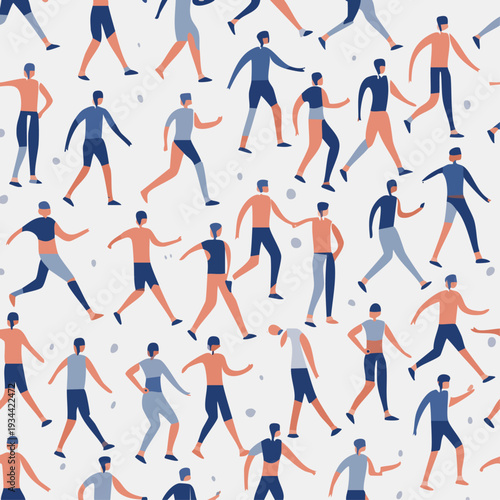 Abstract seamless pattern of people running and exercising