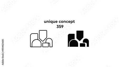 Abstract illustration of diverging modern and traditional architectural concepts