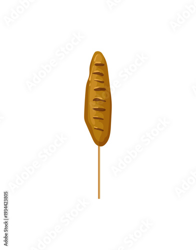 Vector illustration of a corn dog on a stick.