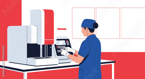 Medical Professional Operating Advanced Laboratory Equipment for Testing