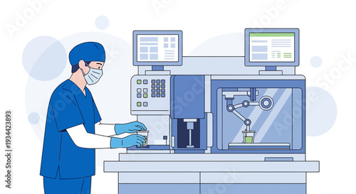 Medical Professional Operating Advanced Laboratory Automation Equipment