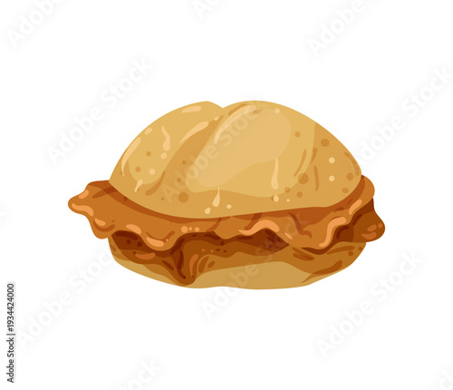Vector illustration of a burger made with pancakes.