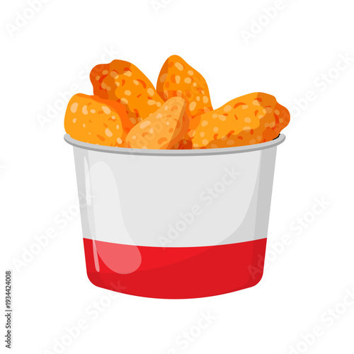 Vector illustration of chicken nuggets in a bucket.