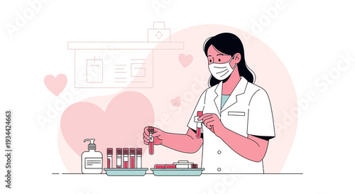 Medical Professional Preparing Blood Samples for Testing in Clinic