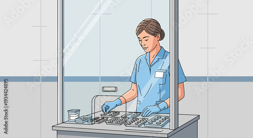 Medical Professional Preparing Samples in Laboratory Setting