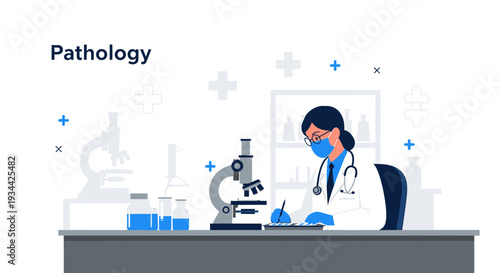 Medical Researcher Analyzing Samples with Microscope in Laboratory
