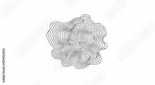 Abstract circular pattern with concentric wavy lines and a rough texture