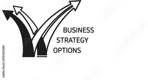 Arrows diverging upwards, symbolizing business strategy options