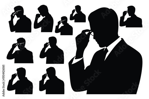 Silhouettes of men adjusting glasses black