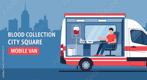 Mobile Blood Donation Van in City Square for Blood Collection Services