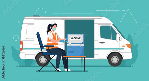 Mobile Vaccination Unit: Nurse Administering Vaccine from Van