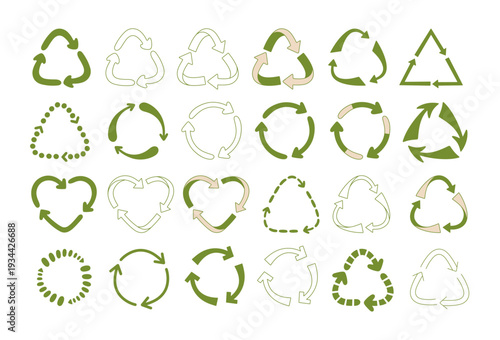 Eco Recycling Signs Collection. Sustainable Environment Symbols. Vector.