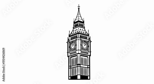 Iconic tall clock tower with multiple faces and ornate gothic spire