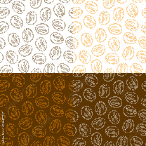 Coffee beans pattern background. doodle Coffee Beans pattern for packaging. seamless pattern of coffee beans background. 