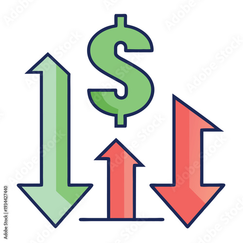 Stock Market Arrow Sketch With Dollar Signs