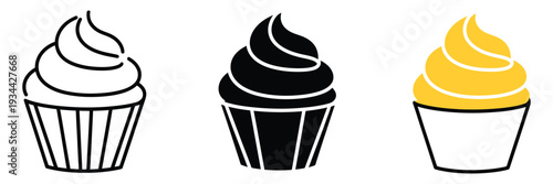 Cupcake line icon, sweet and food symbol, muffin vector sign in clean linear style, isolated on white background, perfect for bakery, café, dessert menus, and culinary illustrations.