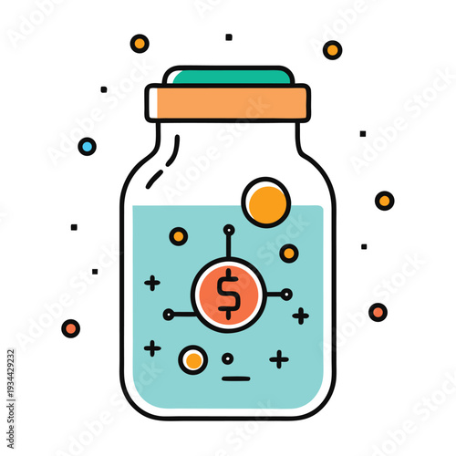 Crypto vault cartoon with key and lock illustration