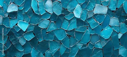 Shattered Frozen Beauty An Abstract Glass Art Piece Featuring Translucent Irregular Gems in Blue