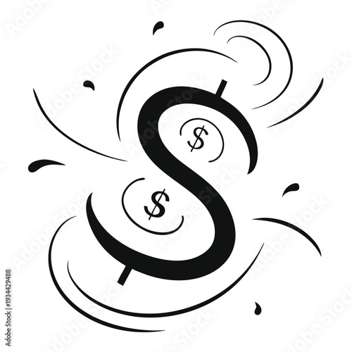 Cartoon piggy bank saving money doodle illustration