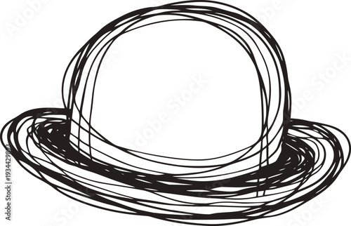 abstract planet with ring sketch, simple hand drawn space object concept