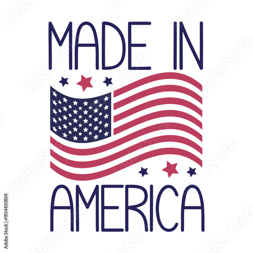 Made in America SVG – Patriotic 4th of July Typography Shirt Design – USA Vector