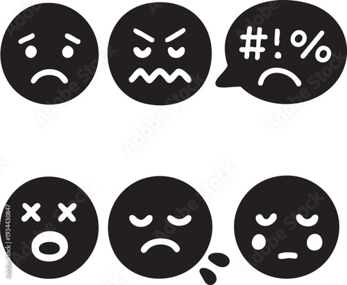 ミニマルな日本風禅絵文字フェイス
