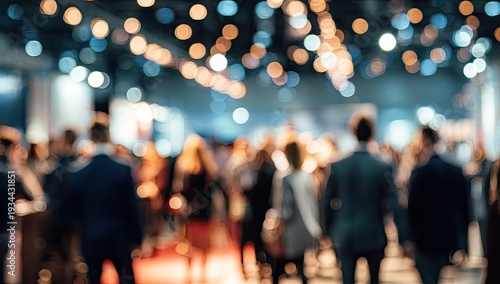 Blurred image of a crowded event with bokeh lights.