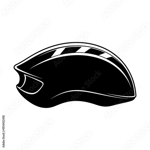 Silhouette of an Aerodynamic Cycling Helmet, Ventilated Head Protection for Road Racing