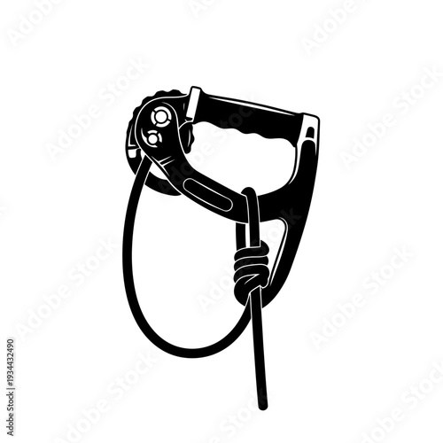 Silhouette of a Handled Ascender Climbing Tool, Big Wall Rope Climbing and Safety Equipment