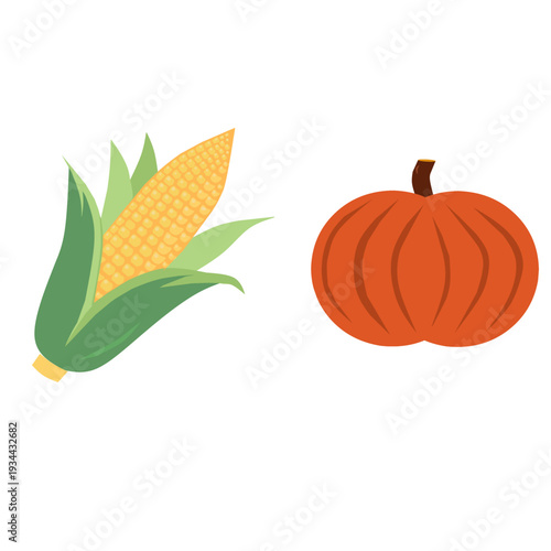 Corn and Pumpkin Vector Stock