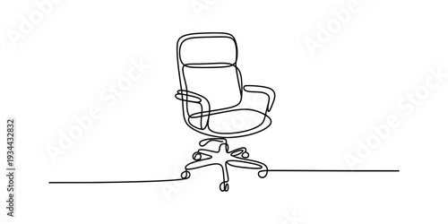 Minimalist one-line art illustration of an office chair for business and workspace concepts Vector, illustration