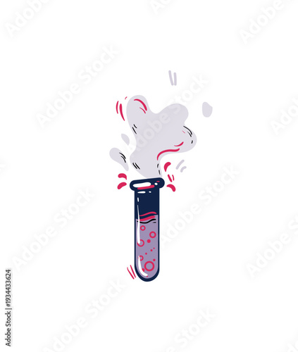 Vector illustration of a test tube with purple smoke.