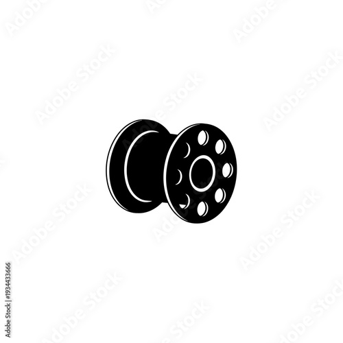 Silhouette of a Bobbin Thread Spool, Sewing Machine Part for Tailoring and Textile Crafting