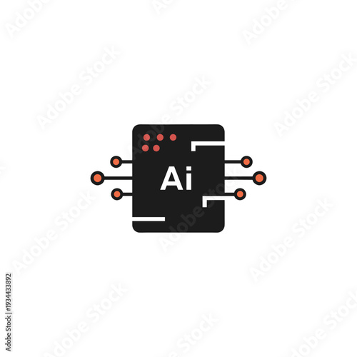 A stylized illustration of a black microchip with the letters "Ai" prominently displayed, representing artificial intelligence.