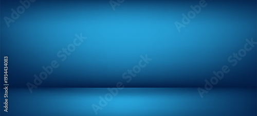 Blue abstract wall studio room background with clean minimalist design. Empty blue backdrop scene for product presentation, showcase display,